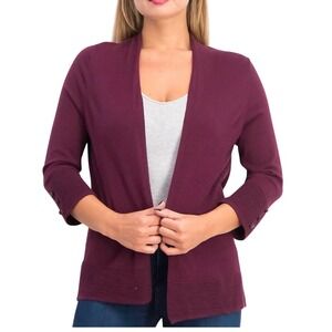 Evolution by Cyrus Cardigan Open Front 3/4 Sleeve Knit Stitch Fix Burgundy S New